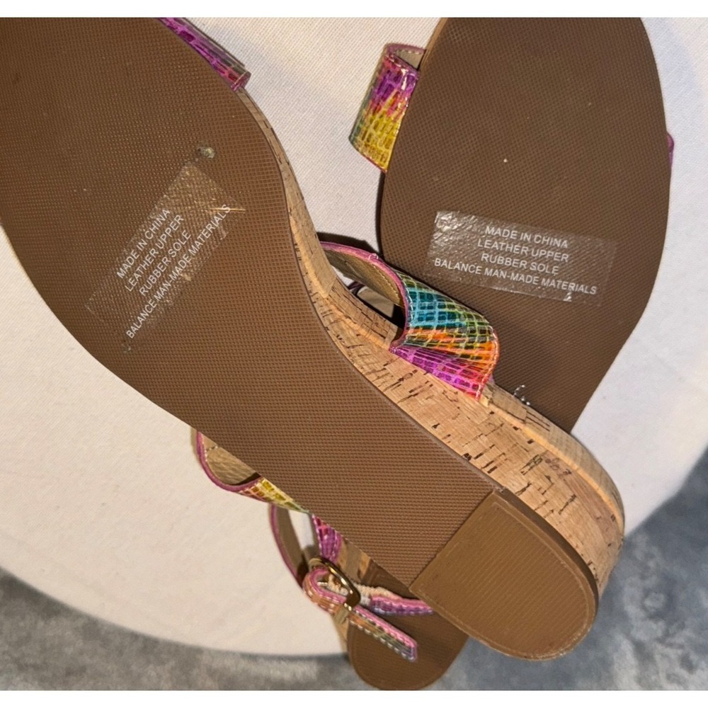 Vaneli Kinna Slingback Wedge Sandal Multi Rainbow Size 8M dopamine artsy vibe - Picture 10 of 11